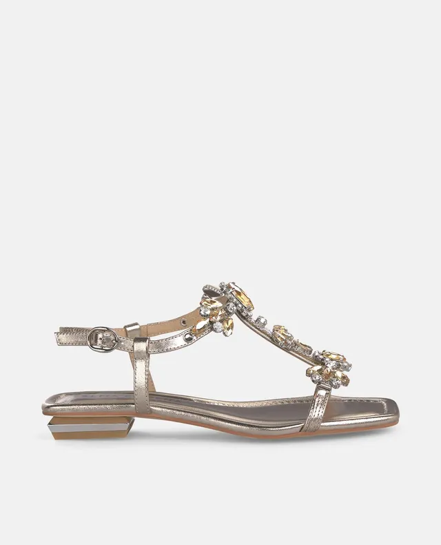 alma-en-pena-sandalen-bronze-flach-mit-schmucksteinen-und-2-cm-absatz image 1