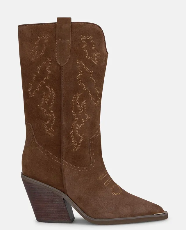 alma-en-pena-suede-cowboystiefel-camel-8-cm-blockabsatz-slip-on image 1