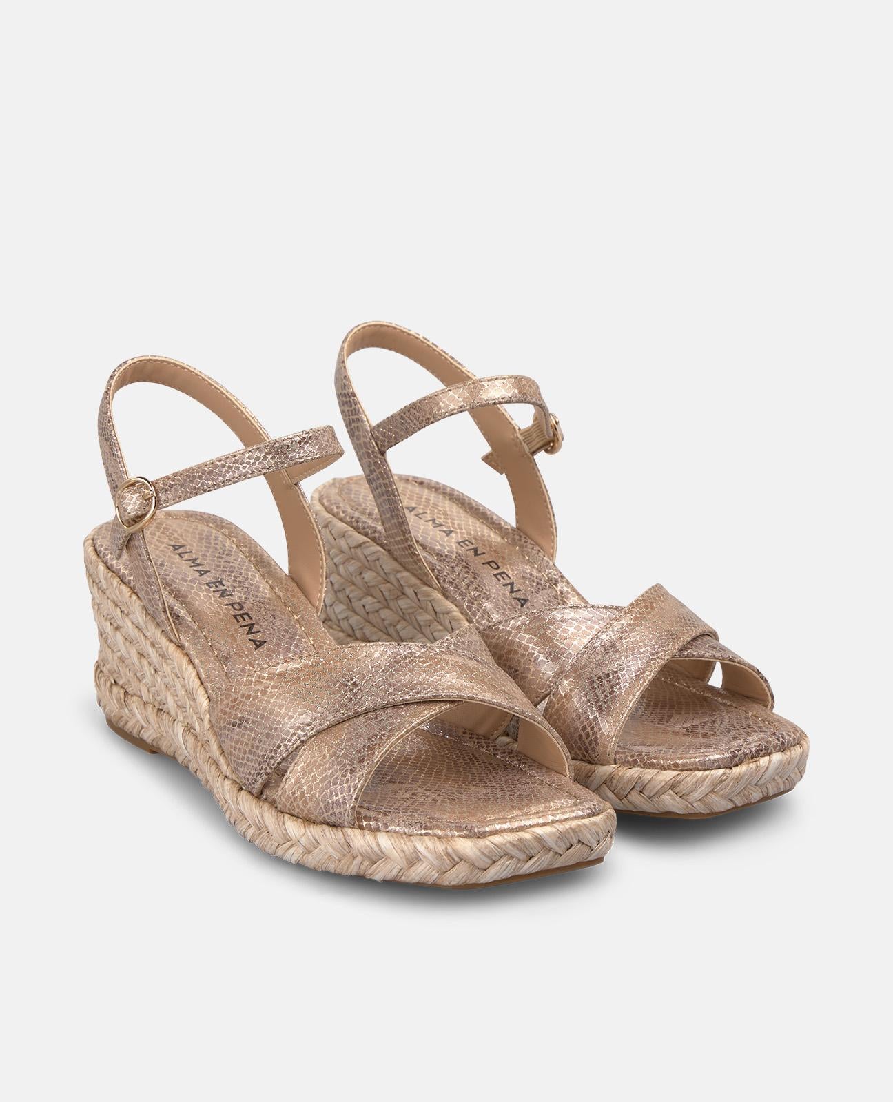 alma-en-pena-esparto-wedge-sandal-double-cross-strap-keilsandale-6-5-cm-in-camel image 2