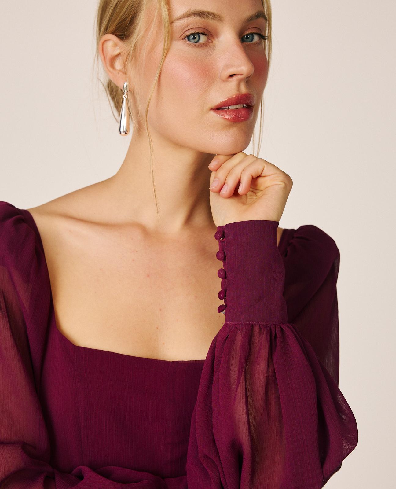 alma-en-pena-alfa-64474-chiffon-maxikleid-bordeaux-langarm image 3