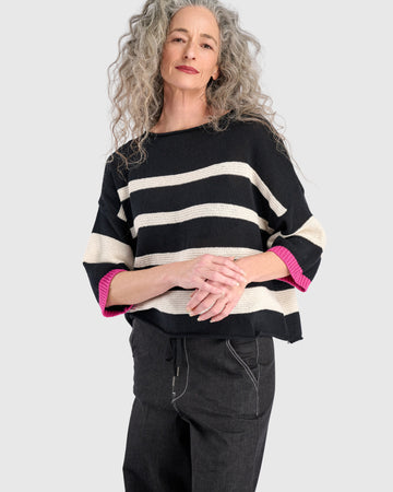 alembika-boxy-stripes-sweater-pullover-schwarz-creme image 3