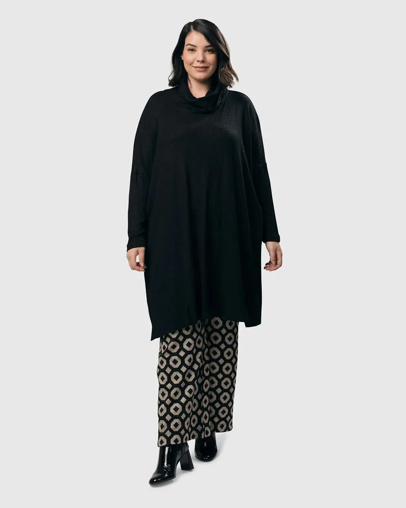 alembika-cowl-waffle-tunic-black-damen-tunika-wasserfall image 1