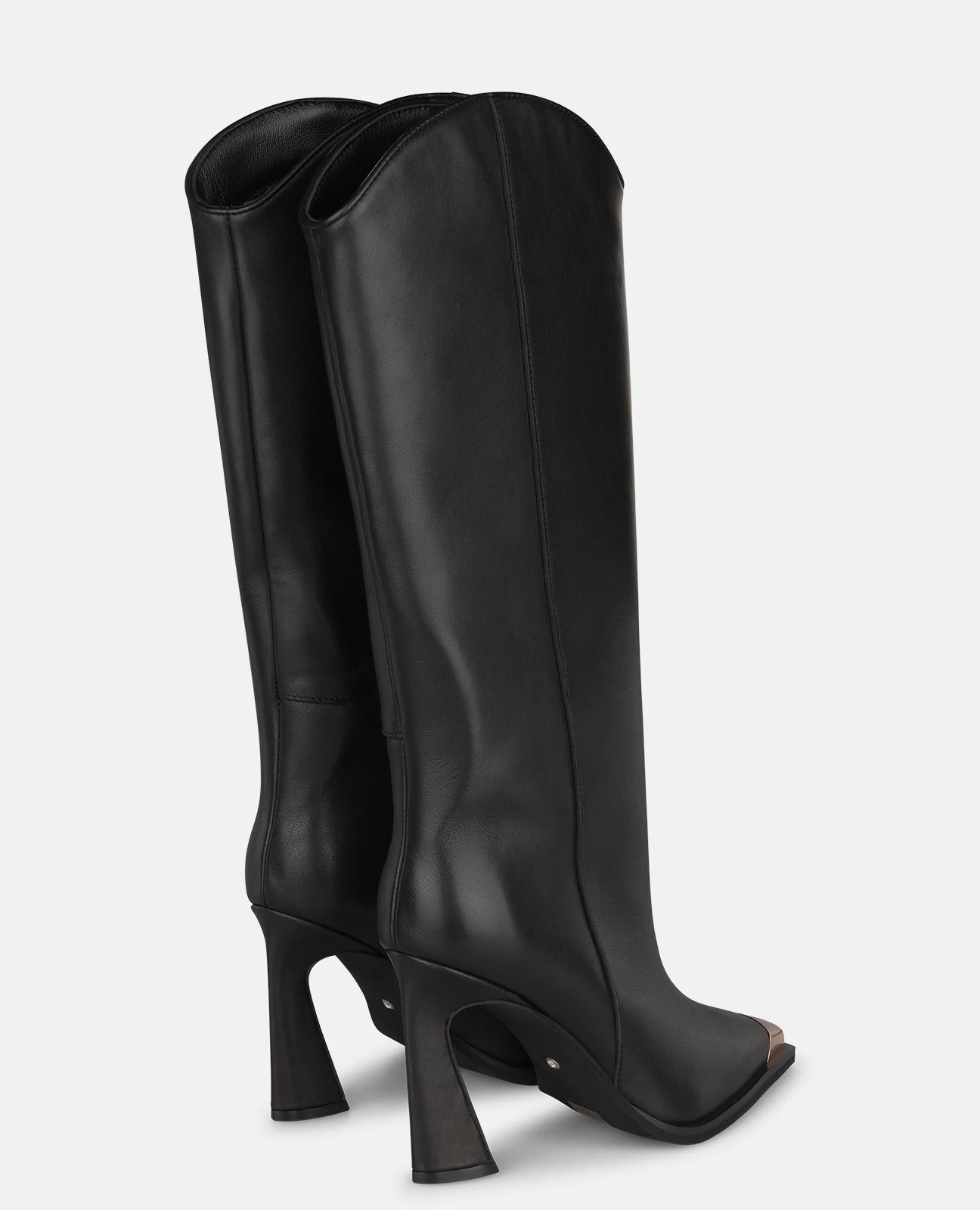 alma-en-pena-nappa-boots-schwarz-mit-metallic-kappe-damen-high-boots-9-cm-absatz image 3