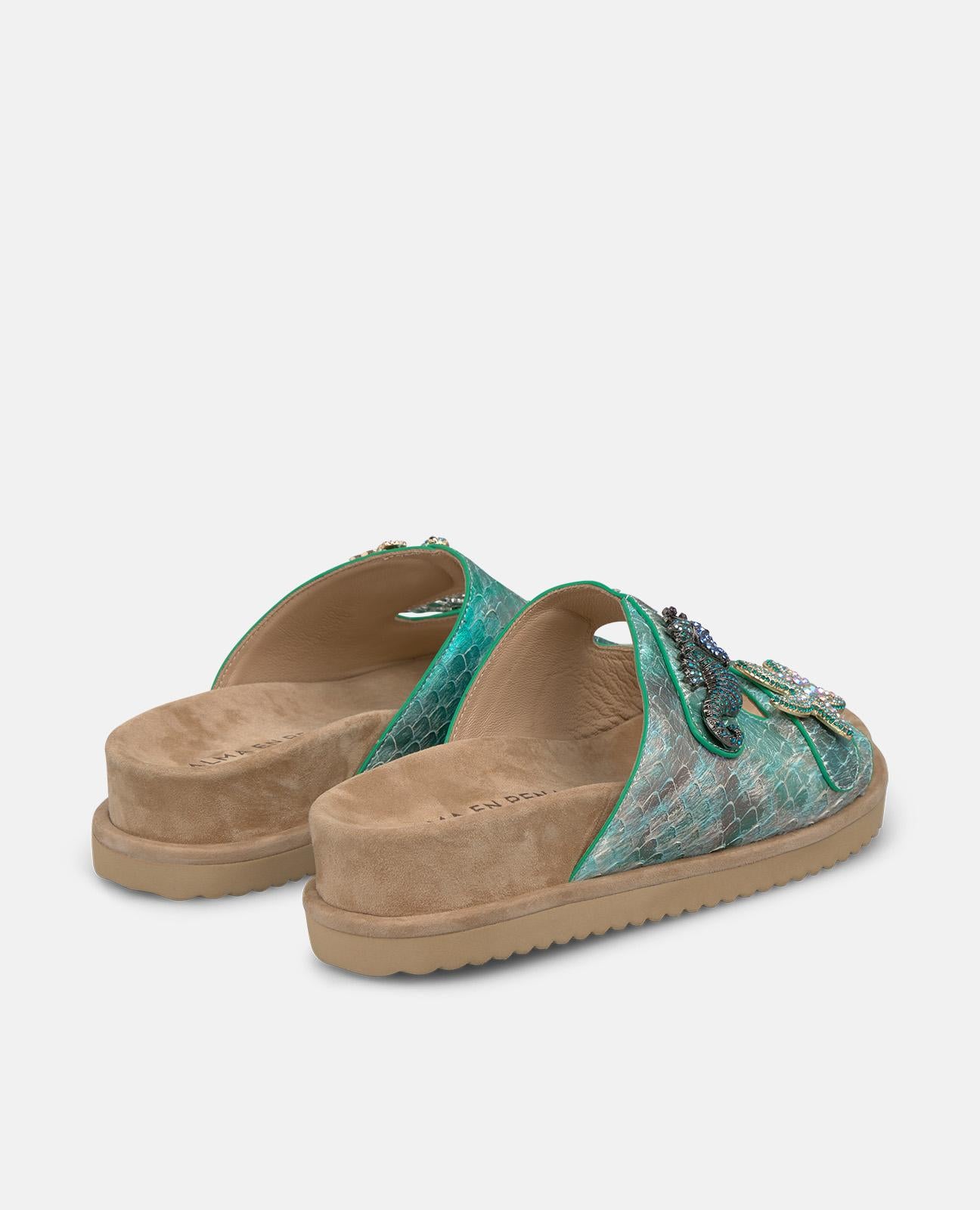 alma-en-pena-sansalia-snake-effect-buckle-t-rkise-plateau-sandale-3-cm image 3