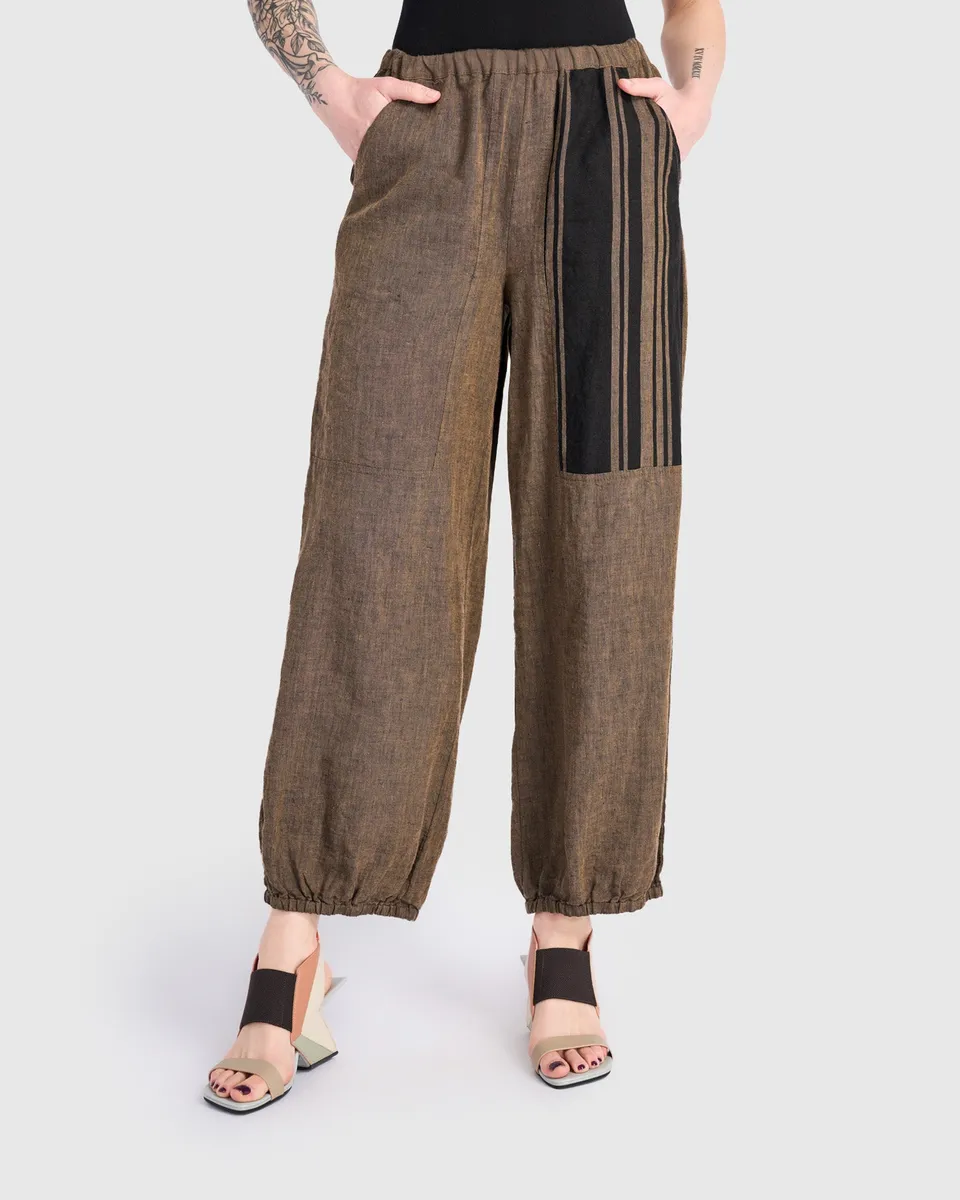 alembika-linen-lantern-pants-damen-leinenhose-sepia image 1