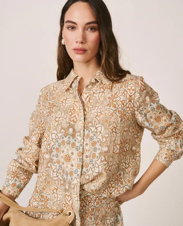 alma-en-pena-mosaic-print-shirt-viskose-braun image 1