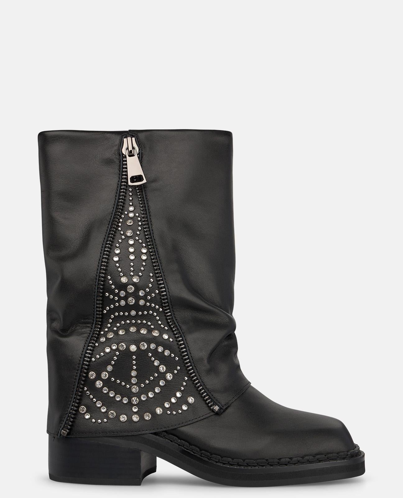 alma-en-pena-nappa-leder-boots-mit-metallnieten-schwarze-stiefel-mit-blockabsatz image 1