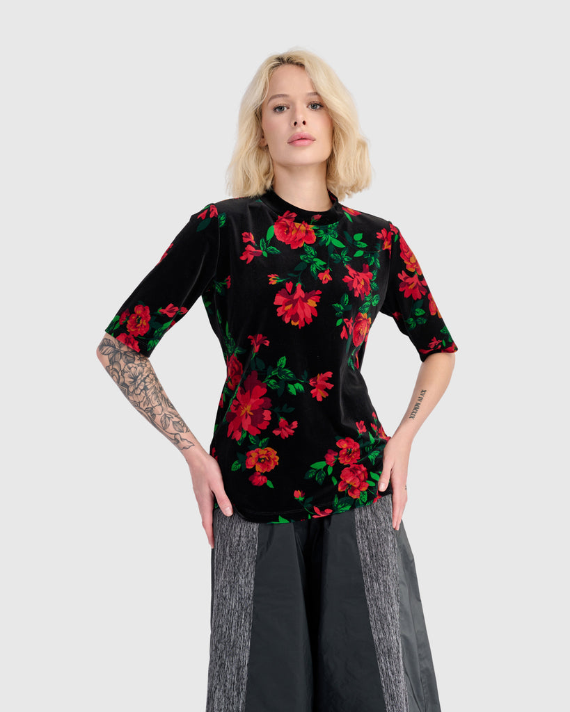 alembika-aria-velvet-mockneck-shirt-roses image 1