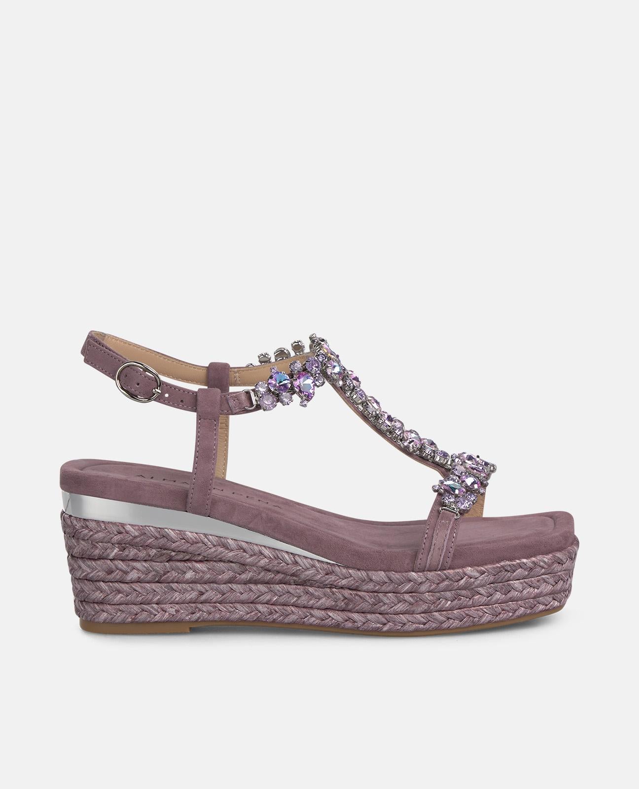 alma-en-pena-espadrille-keilsandale-lavanda-t-riemen-strass-7-5-cm-keil image 1