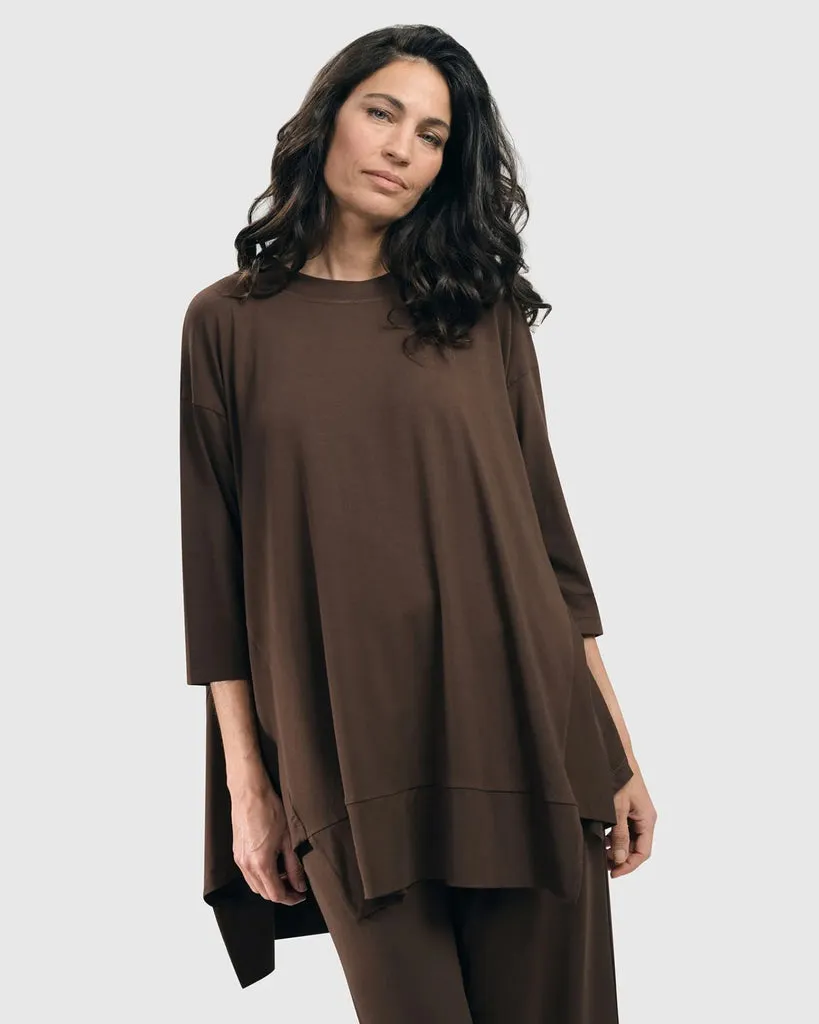 alembika-essential-oversized-trapeze-top-coffee-damen-jersey-tunika image 1