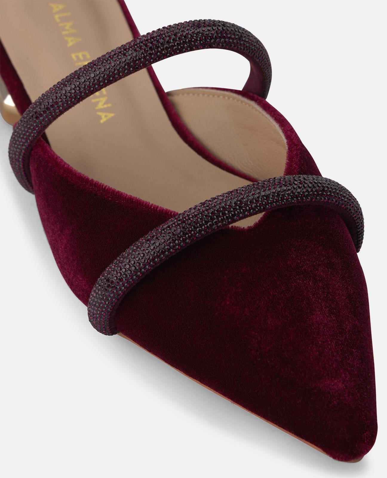 alma-en-pena-open-heel-velvet-mule-damen-pantoletten-bordeaux image 4