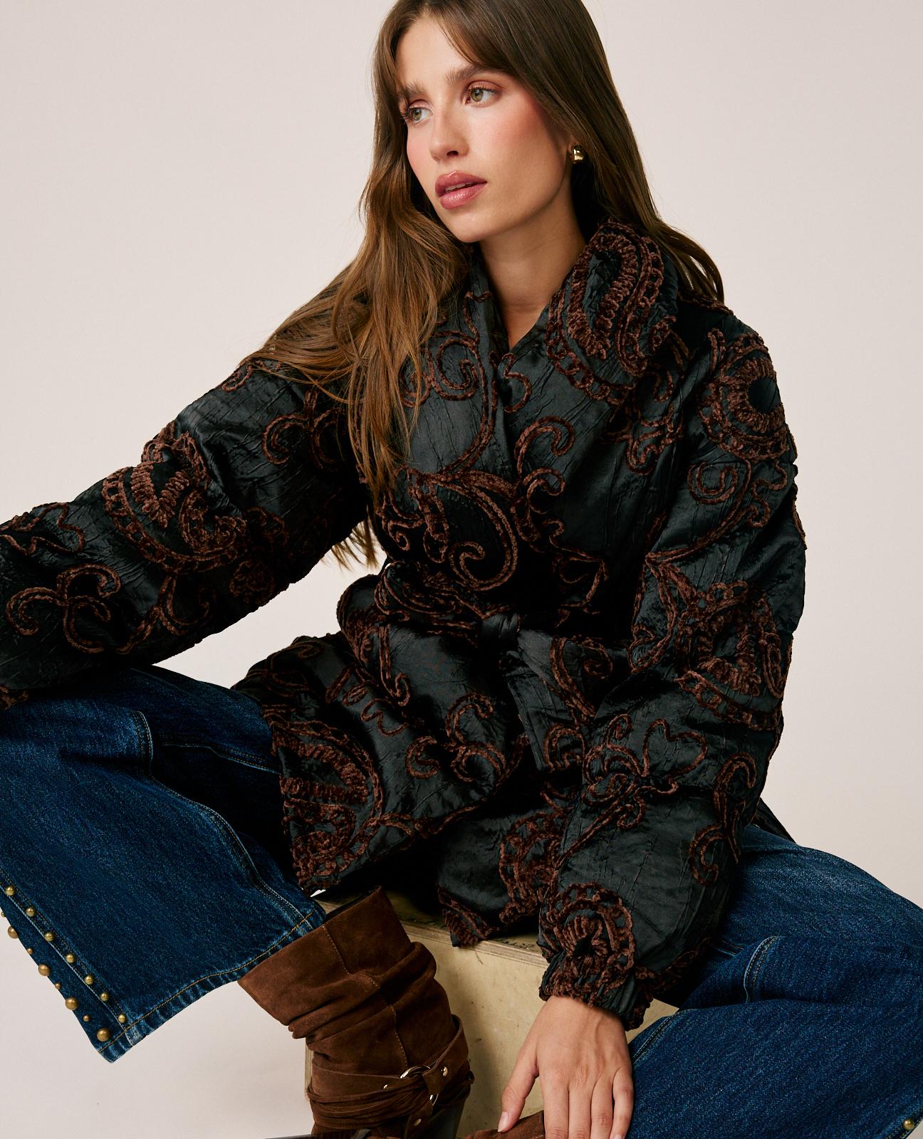 alma-en-pena-satin-quilted-coat-steppmantel-schwarz image 3