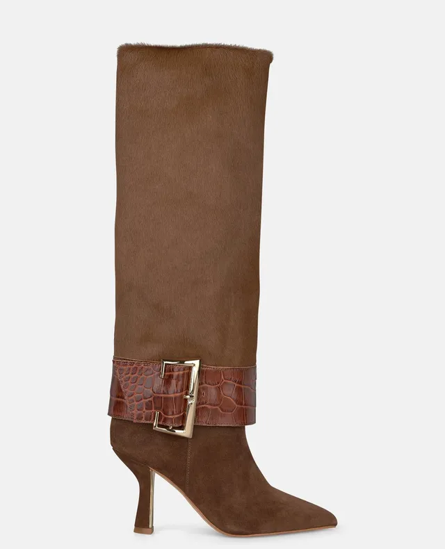 alma-en-pena-lederstiefel-camel-hoher-stiefel-mit-8-5-cm-trichterabsatz image 1
