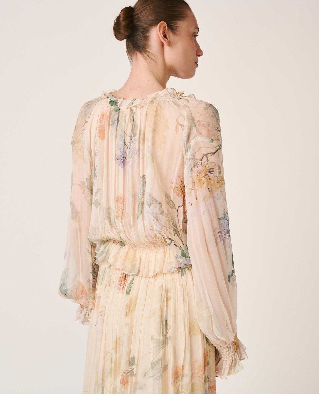 alma-en-pena-chiffon-bluse-langarm-mit-r-schen-gelb image 5