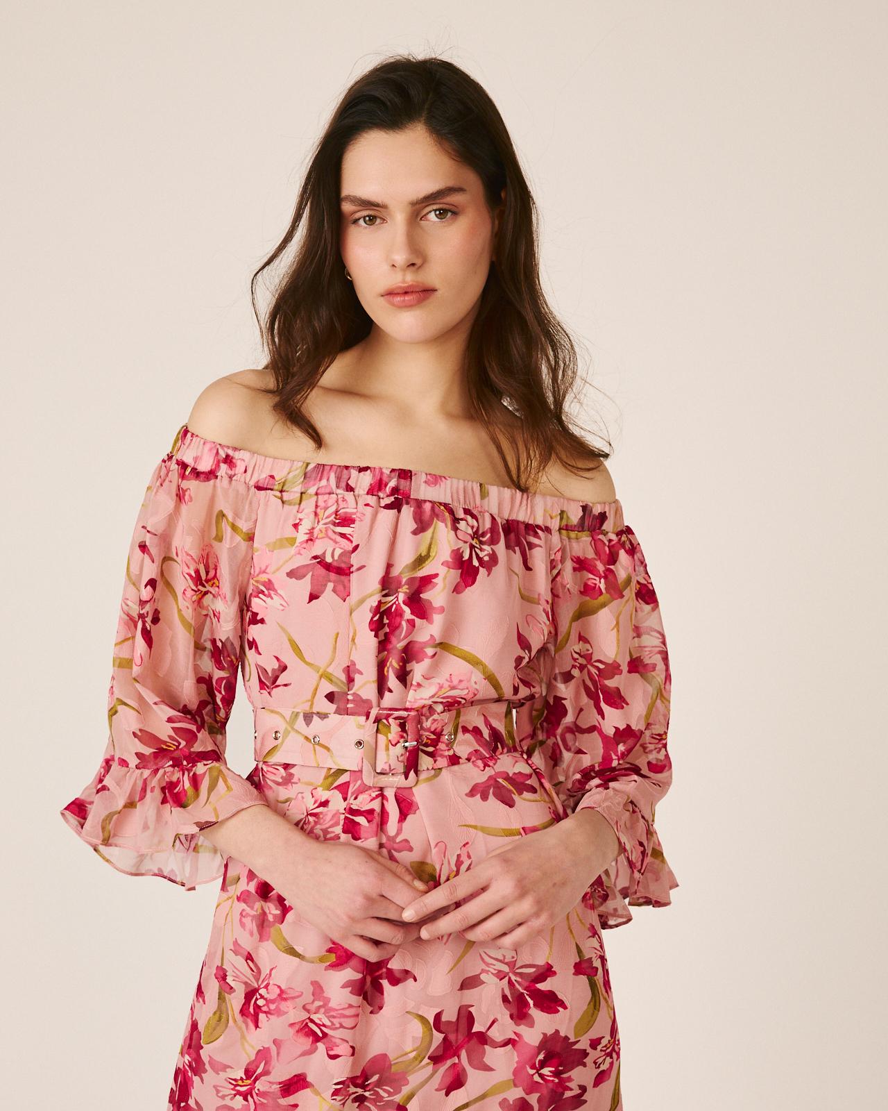 alma-en-pena-midikleid-mit-trompeten-rmeln-rosa image 4