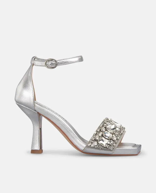 alma-en-pena-metallic-riemchen-sandalen-silber-eckige-zehe-strass-9-cm-absatz image 1