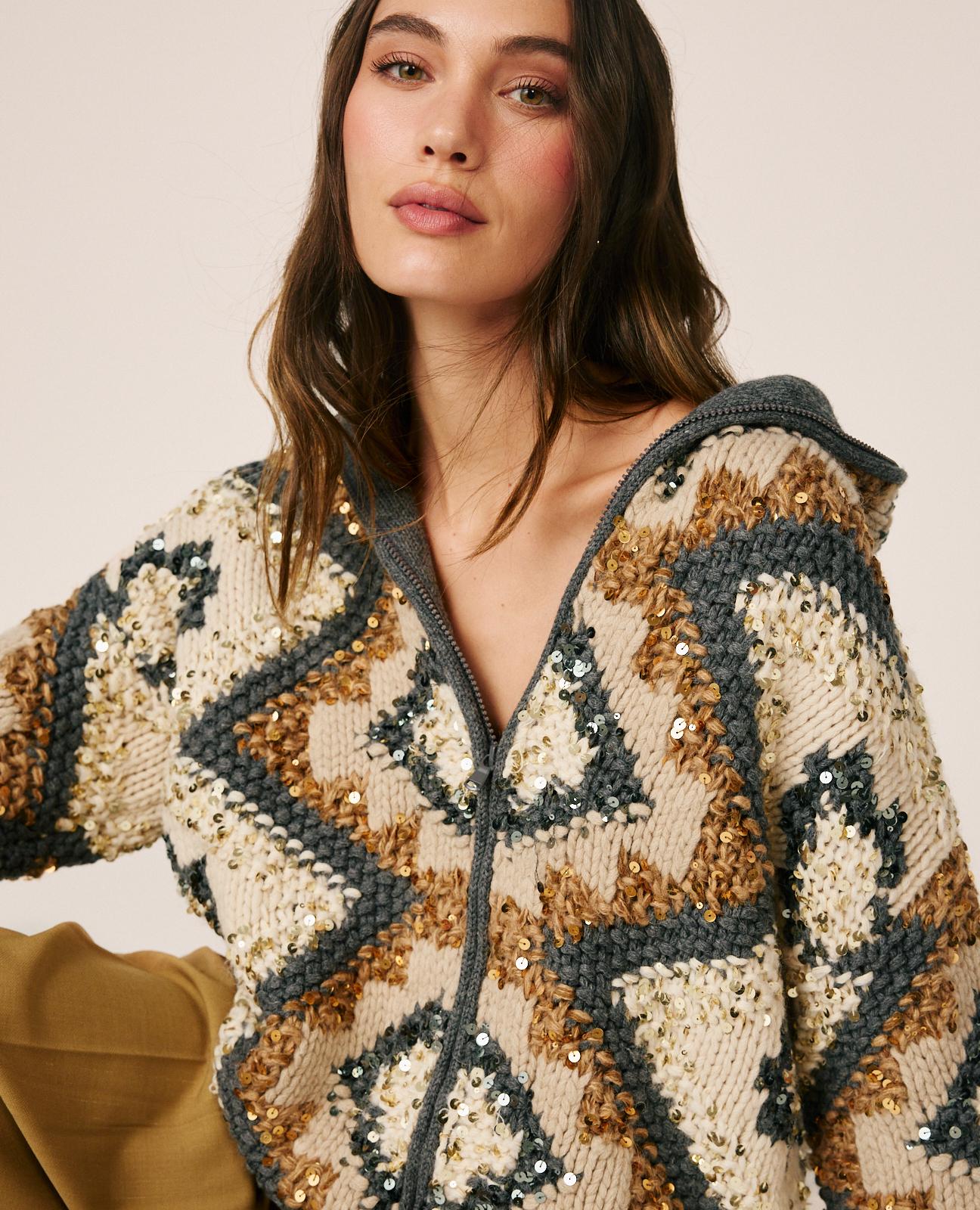 alma-en-pena-hooded-knit-cardigan-damen-strickjacke-mit-kapuze-braun image 3