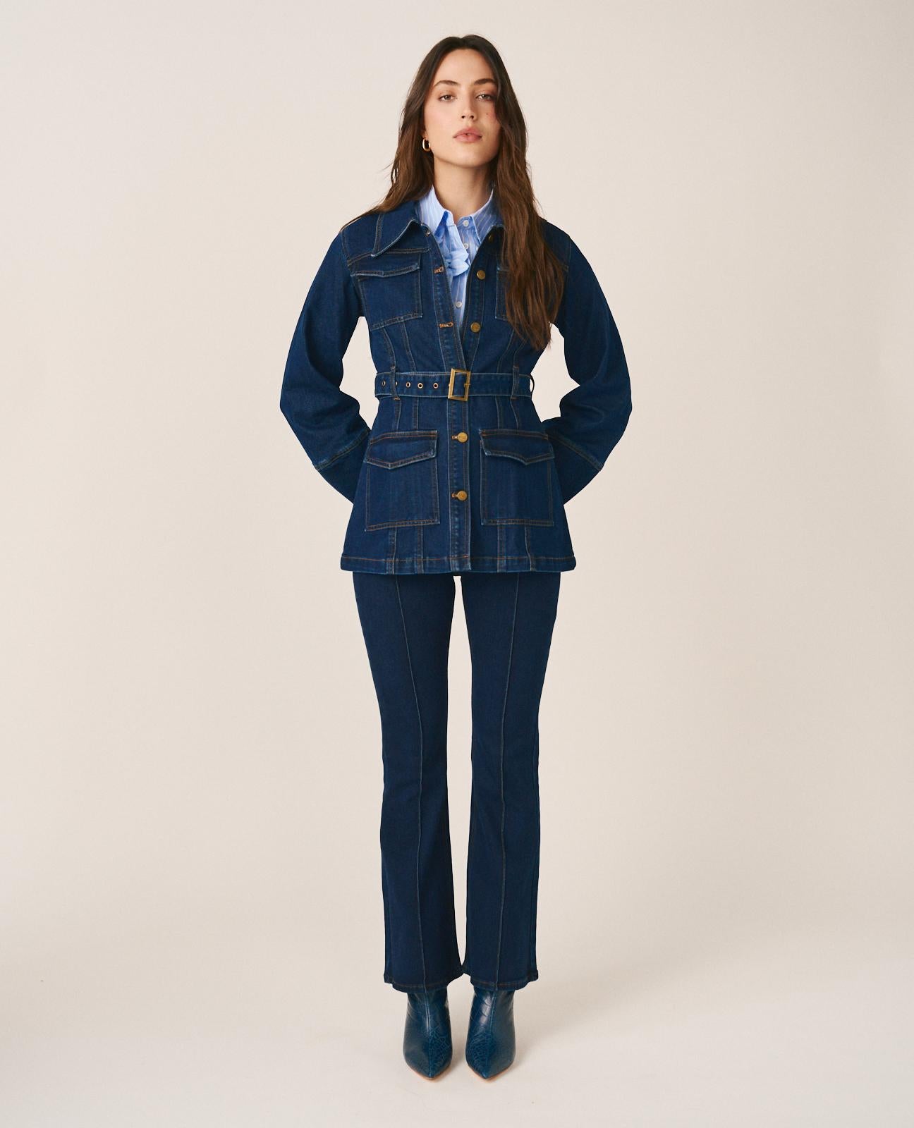 alma-en-pena-flared-jeans-dunkelblau-baumwollmix-g-rtel-rei-verschluss image 4
