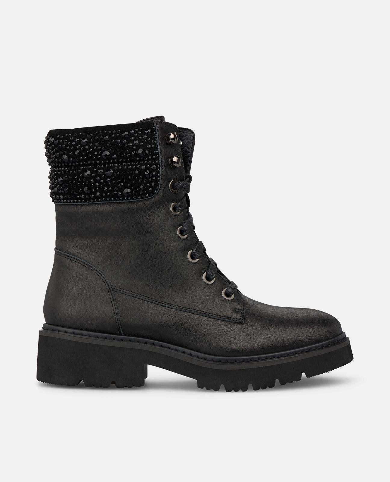 alma-en-pena-leder-military-boots-schwarz-strass-4-cm image 1