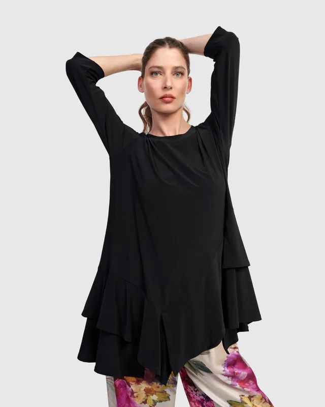 alembika-marielle-flounce-top-black-tunika-oberteil-mit-volant image 1