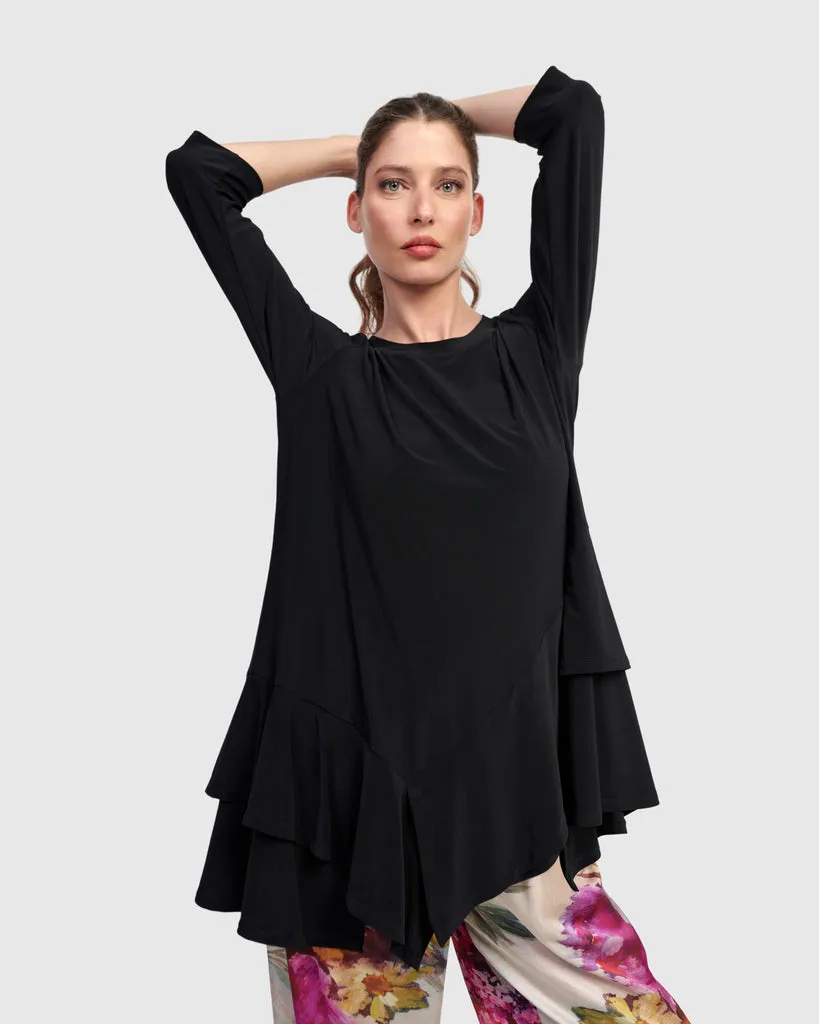 alembika-marielle-flounce-top-black-tunika-oberteil-mit-volant image 1