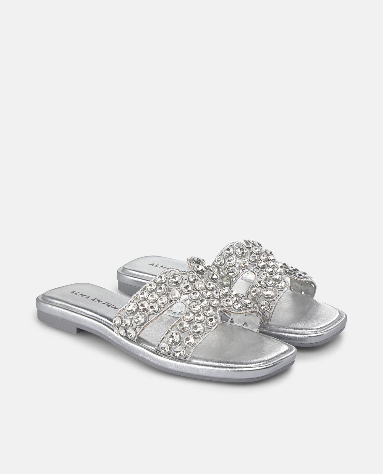 alma-en-pena-flache-sandale-strass-silber-1-cm image 2