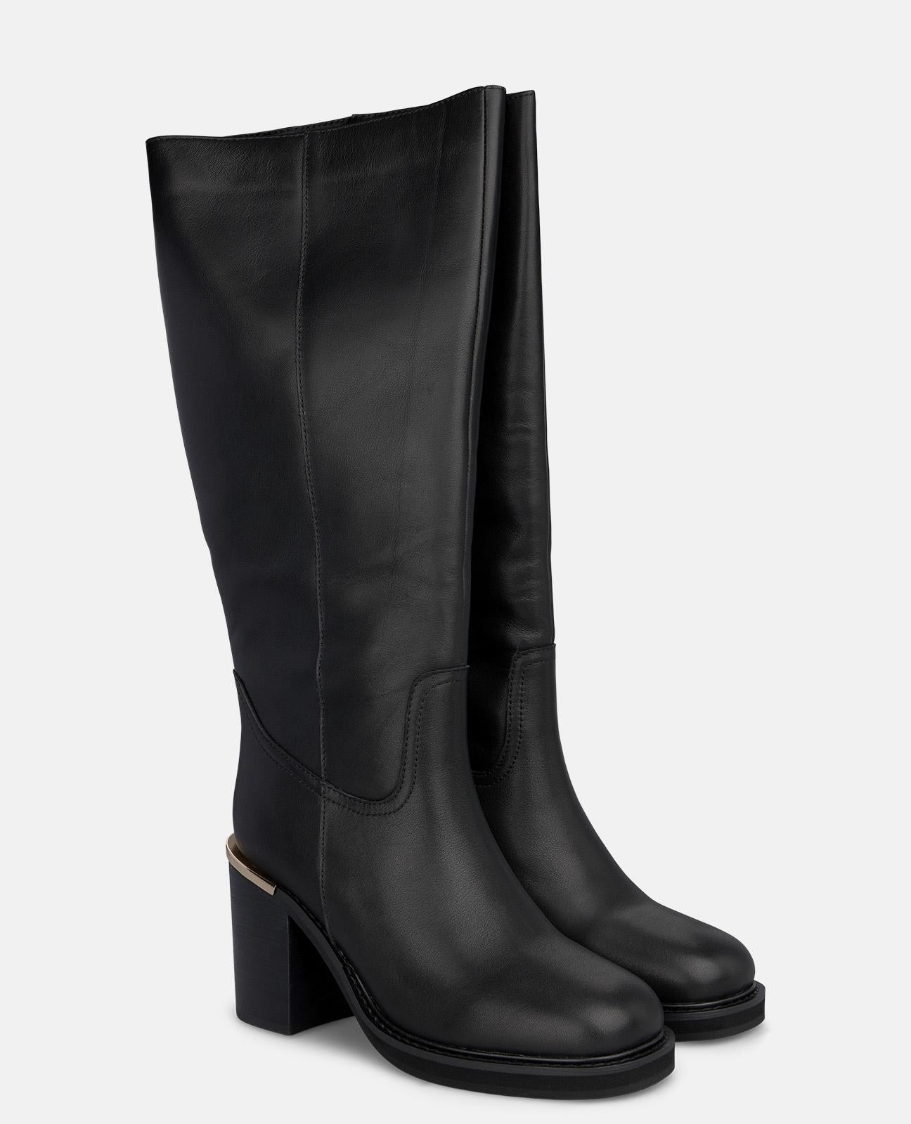 alma-en-pena-high-top-lederstiefel-schwarz-mit-8-5-cm-blockabsatz image 2