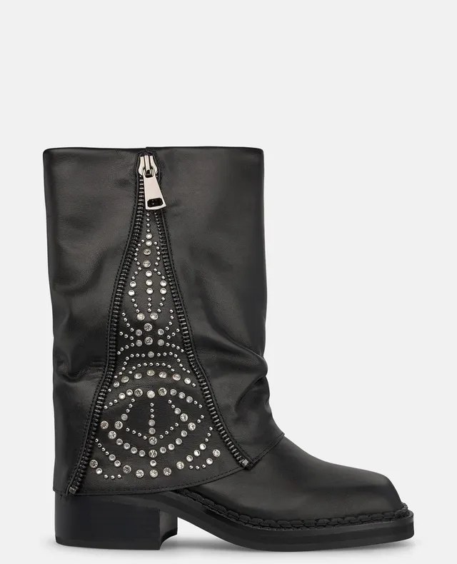 alma-en-pena-nappa-leder-boots-mit-metallnieten-schwarze-stiefel-mit-blockabsatz image 1
