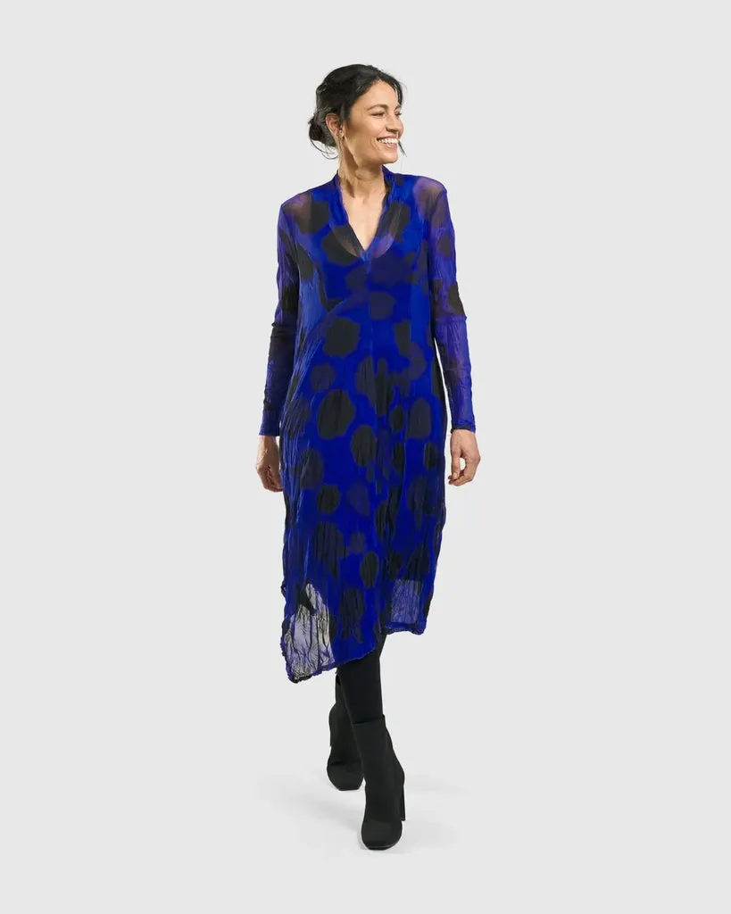 alembika-ladybug-a-linien-kleid-royalblau-mit-punkten-midikleid image 1