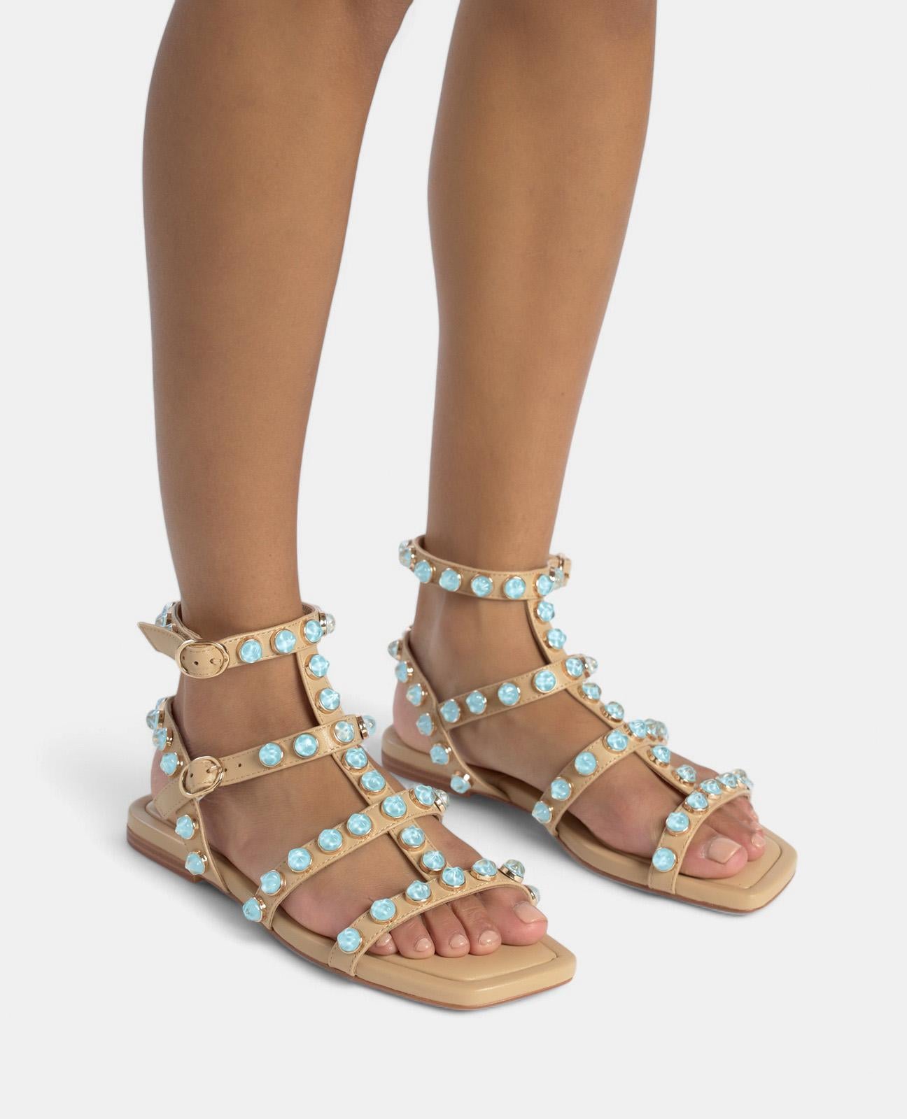 alma-en-pena-greek-sandal-flache-sandalen-arena-mit-strass image 4