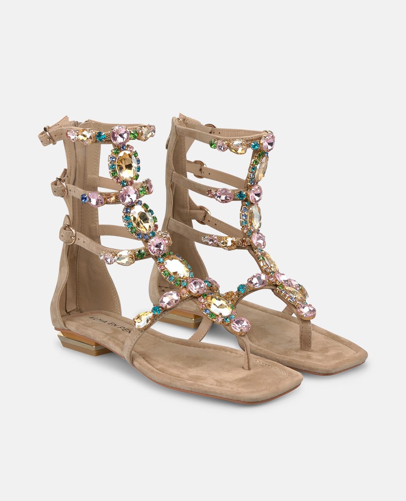 alma-en-pena-alfa-62488-flache-sandalen-arena-mit-strass-2-cm image 2