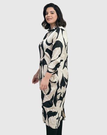 alembika-ribbon-crinkle-midi-dress-cream-black-midi-kleid image 2
