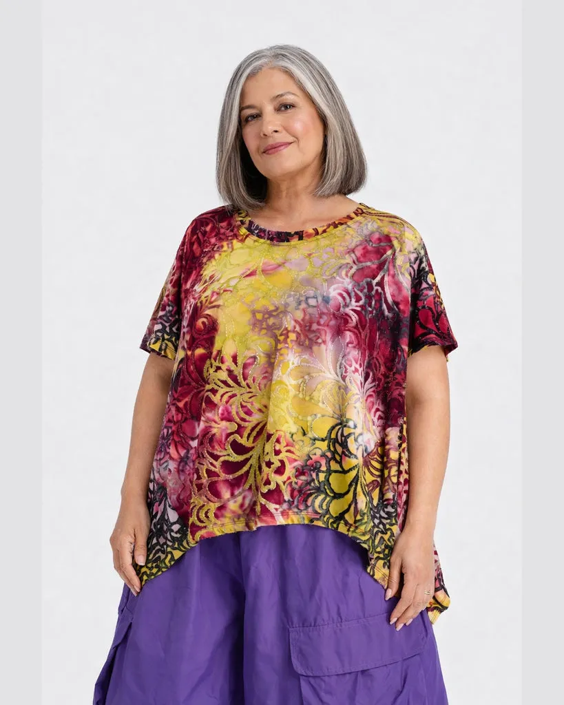 alembika-firefly-flounce-tee-raspberry-gold image 1