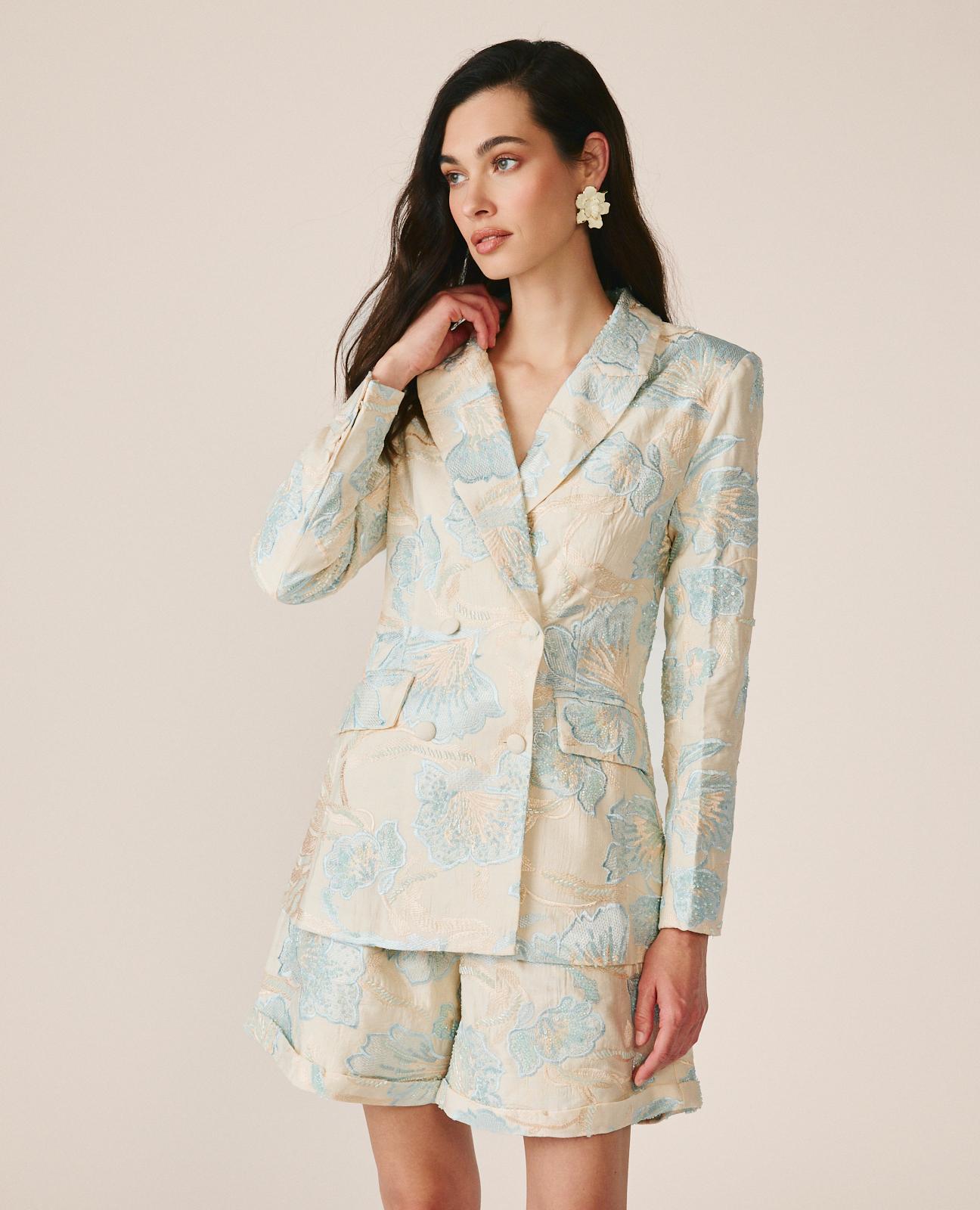 alma-en-pena-blazer-floral-mit-pailletten-blau image 3