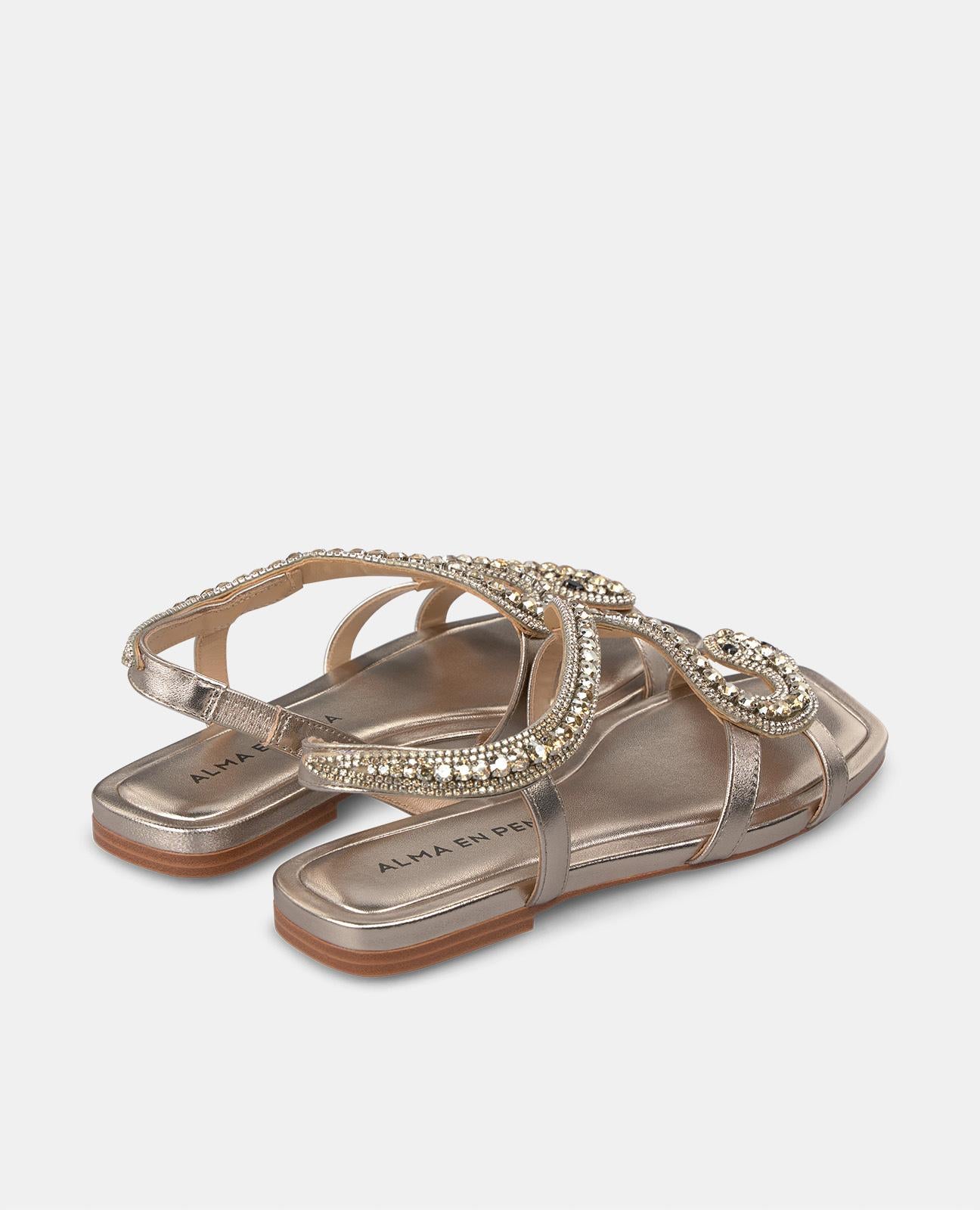 alma-en-pena-snake-flach-sandale-bronze-strass-1-cm image 3