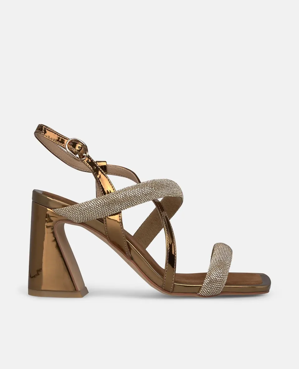 alma-en-pena-metallic-heeled-sandals-blockabsatz-9-8-cm-bronze image 1