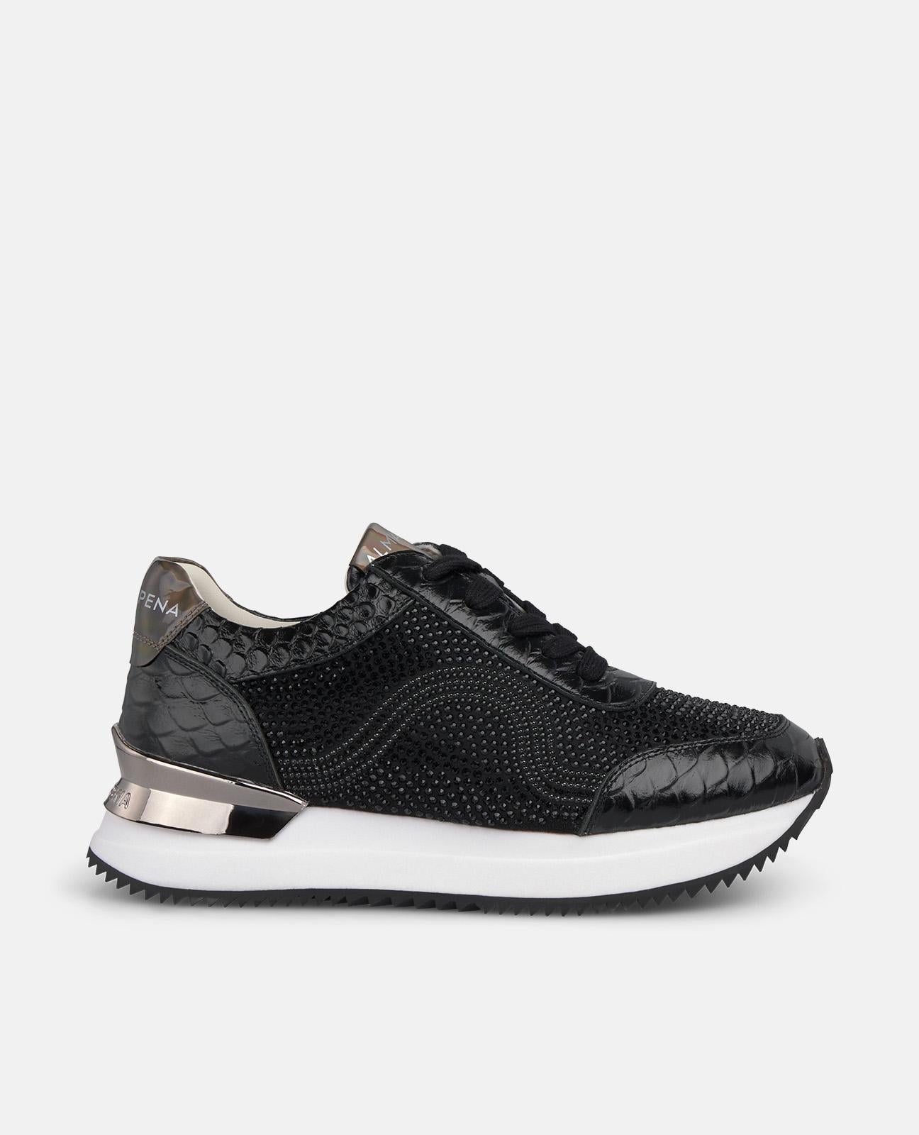 alma-en-pena-sneaker-mit-strass-schwarz-schn-rung-4-5-cm-plateau image 1
