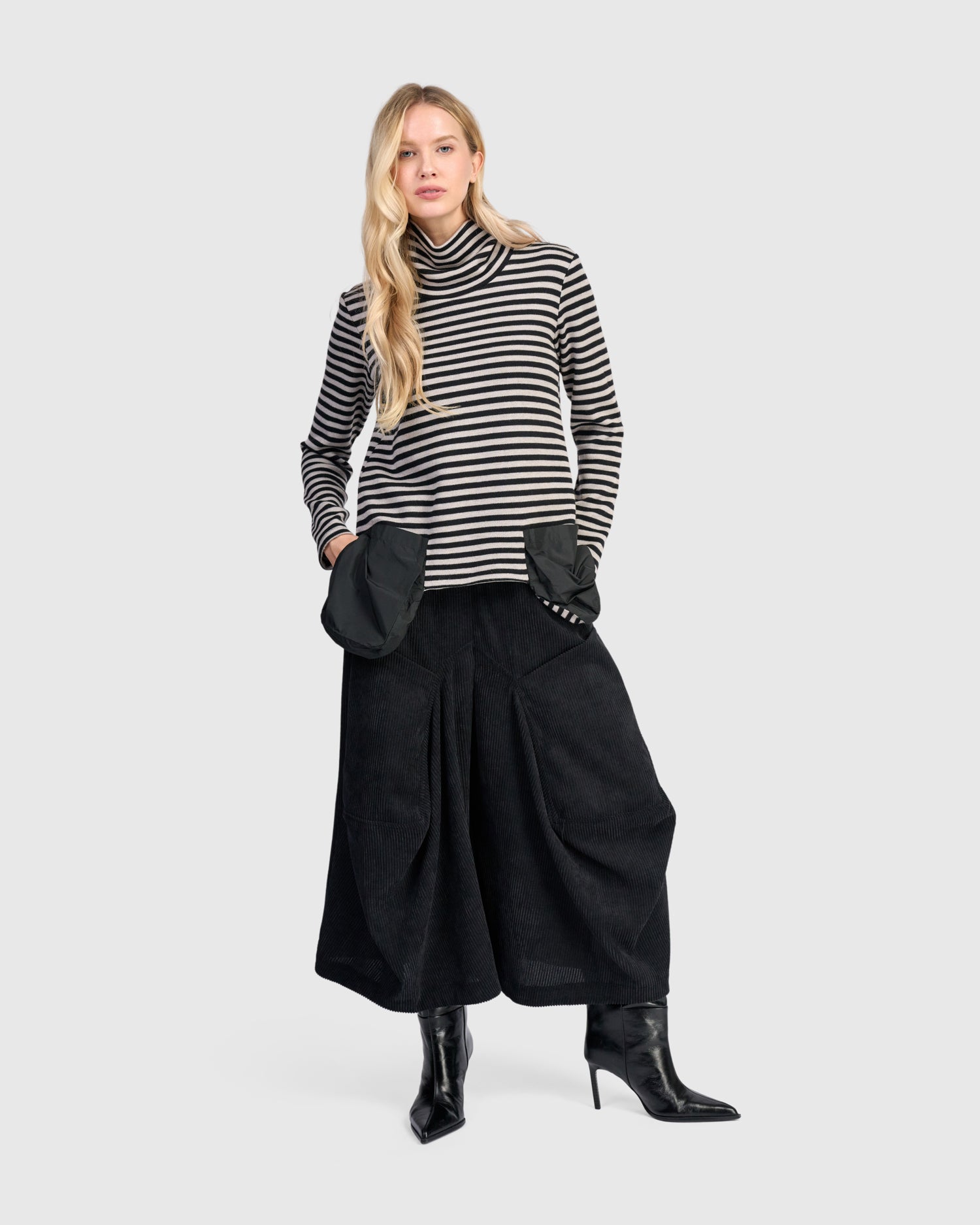 alembika-cord-harem-pockets-hose-schwarz-culotte image 7