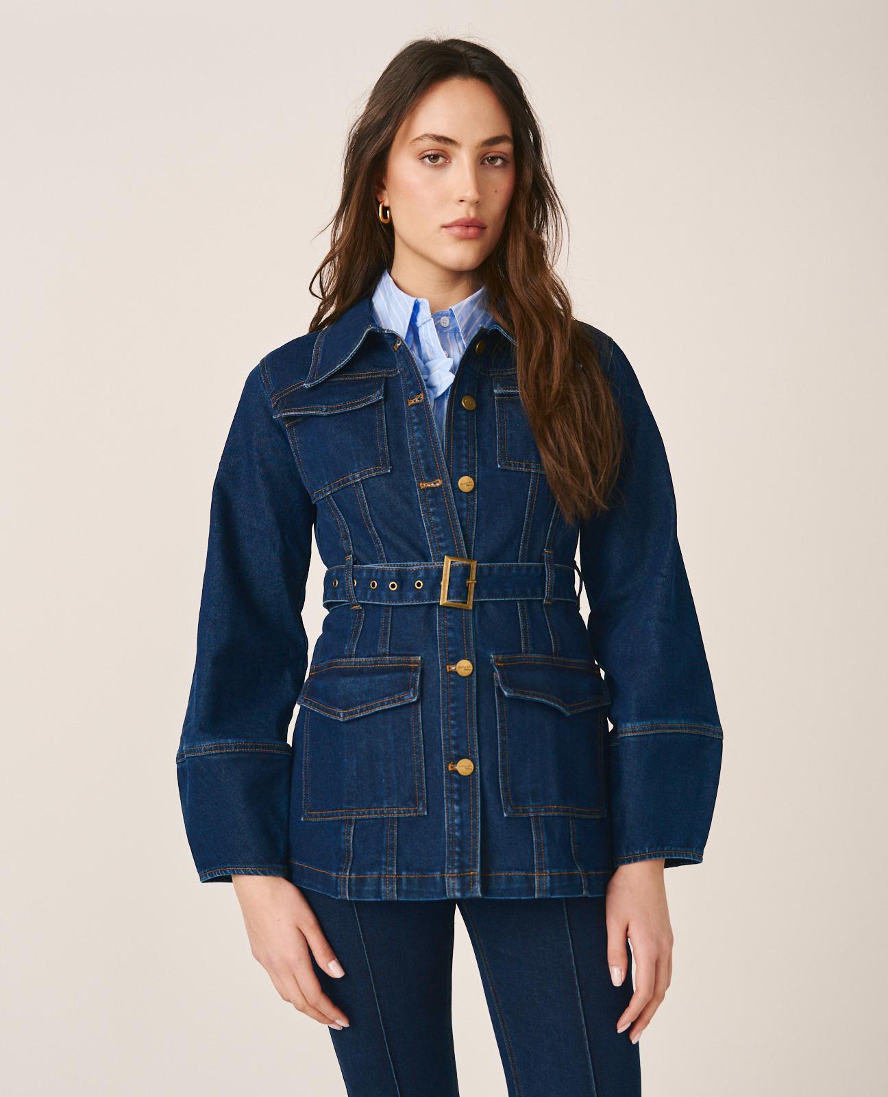 alma-en-pena-jeansjacke-f-r-damen-in-dunkelblau-mit-tailleng-rtel image 5