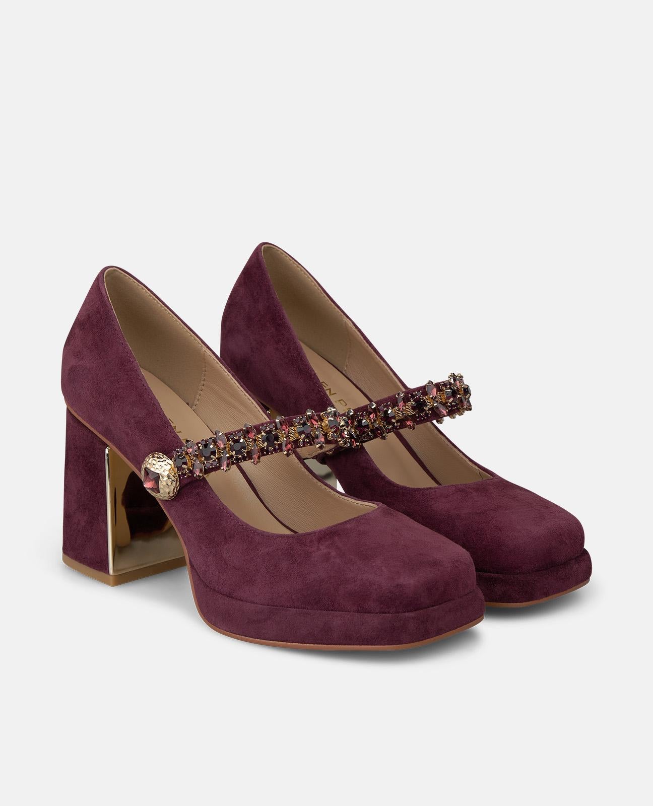 alma-en-pena-wide-fit-suede-heeled-shoe-pumps-bordeaux-8-5-cm image 2
