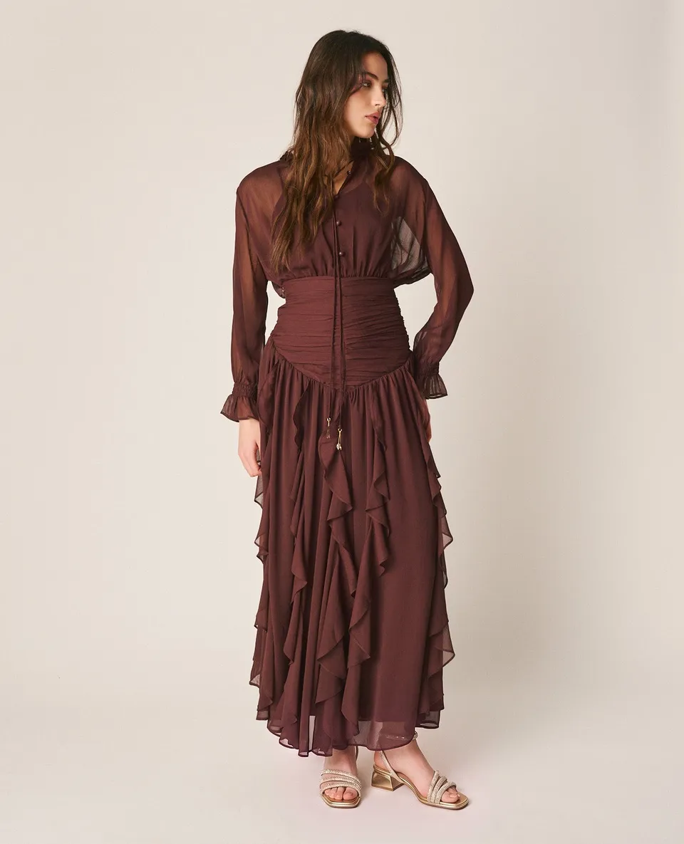 alma-en-pena-ruffle-skirt-midi-rock-braun image 1