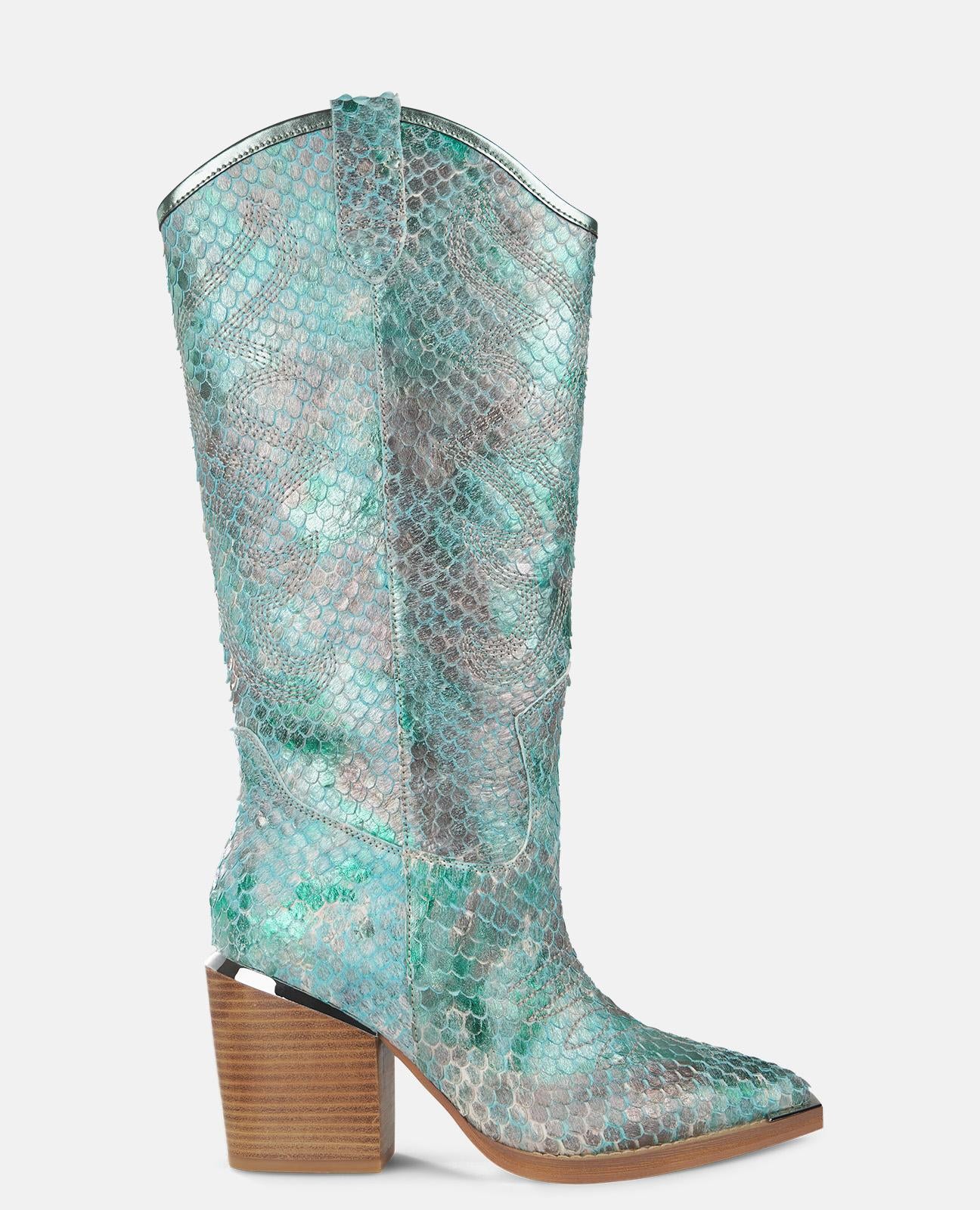alma-en-pena-cowboy-boot-damen-cowboystiefel-t-rkis-mit-8-5-cm-absatz image 1