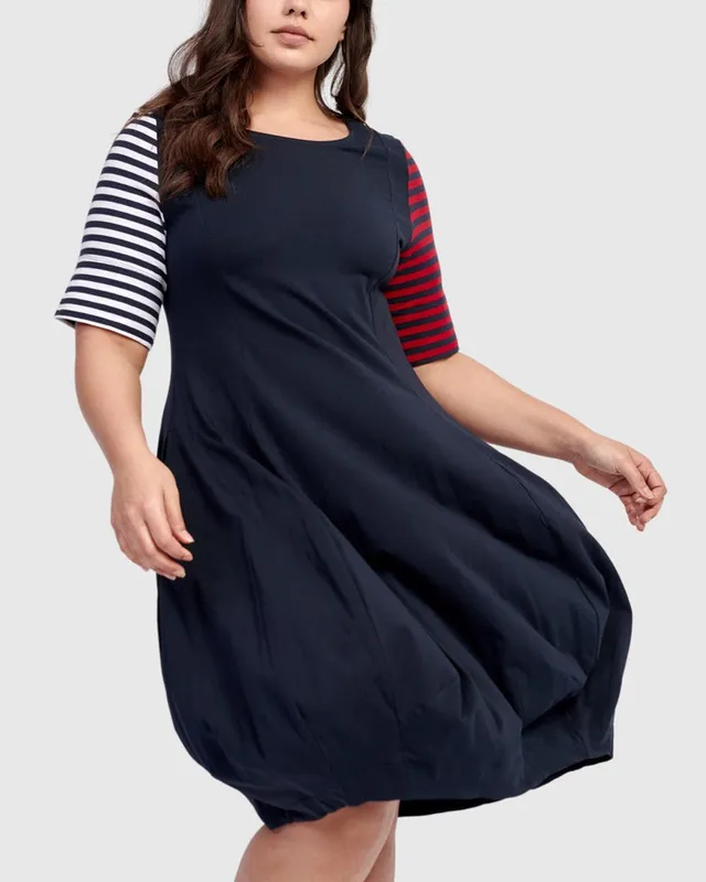 alembika-saint-marie-crew-cocoon-kleid-navy-midi-jersey image 1