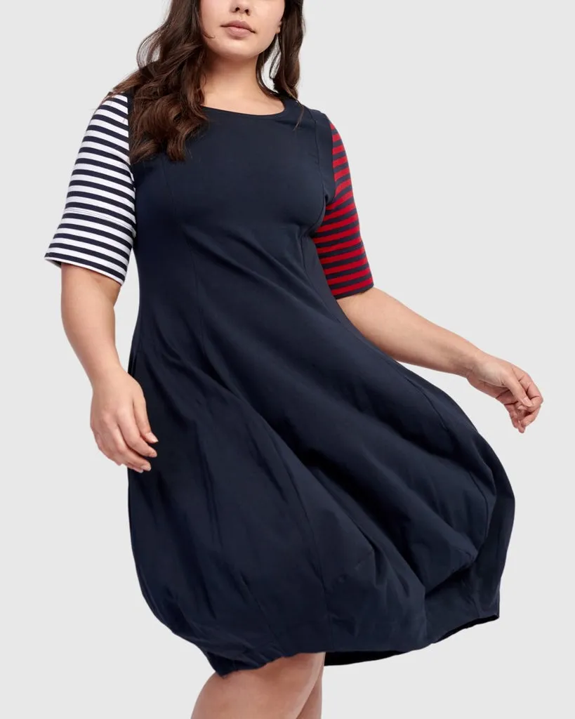 alembika-saint-marie-crew-cocoon-kleid-navy-midi-jersey image 1