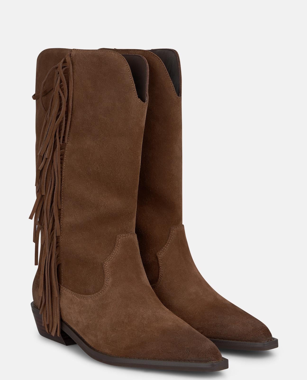 alma-en-pena-suede-cowboy-boots-damen-stiefel-camel-fransen-3-5-cm image 2