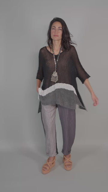 alembika-pinstripe-flat-front-trousers-leinenhose-multi image 3