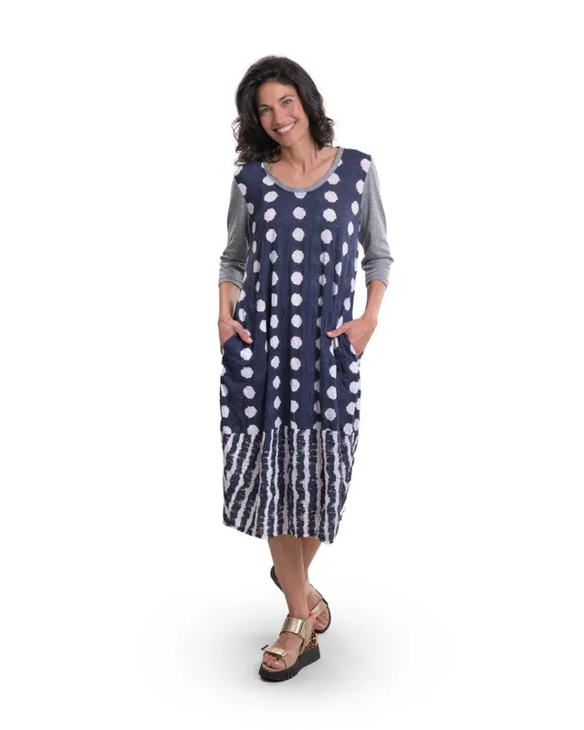 alembika-duet-crinkle-cocoon-kleid-navy image 1
