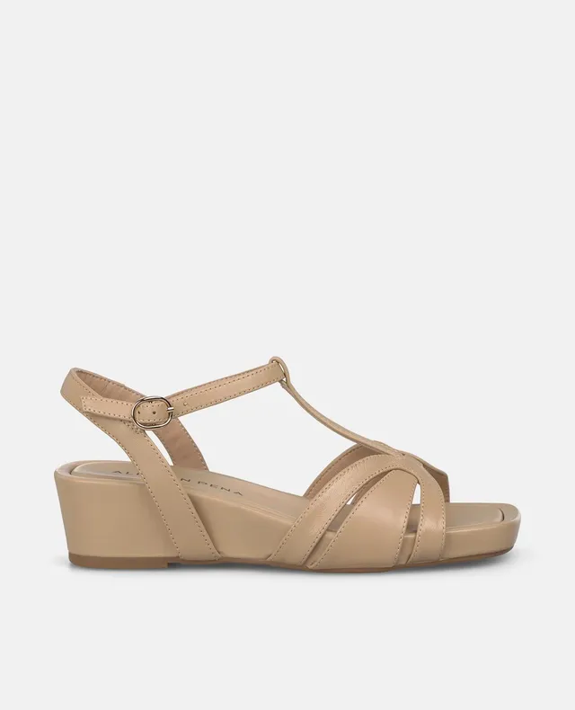 alma-en-pena-wedge-sandalen-mit-doppel-kreuzriemen-nappaleder-arena-4-5-cm image 1