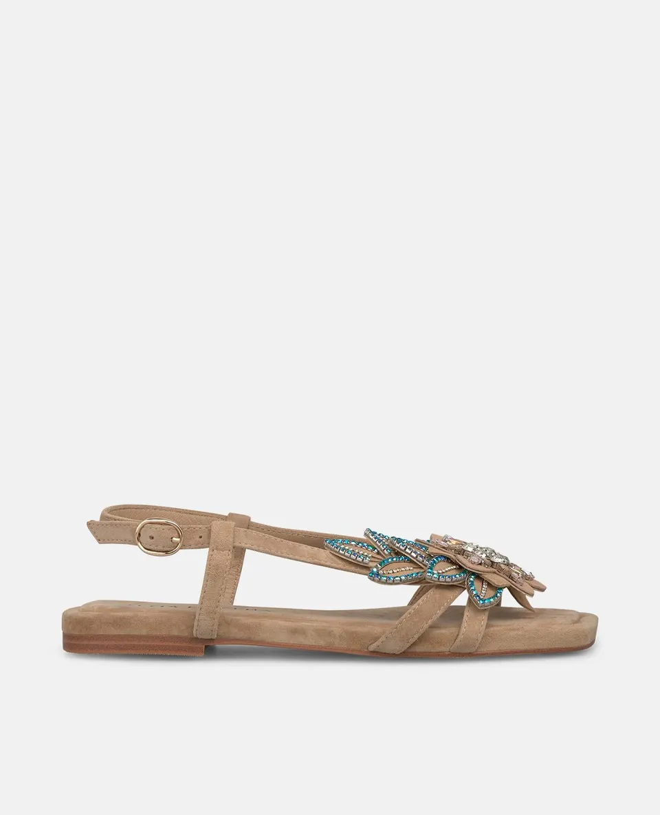 alma-en-pena-alfa-62998-flache-sandalen-mit-blumen-detail-arena image 1