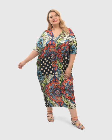alembika-paisley-dot-crinkle-caftan-kleid-multi image 7